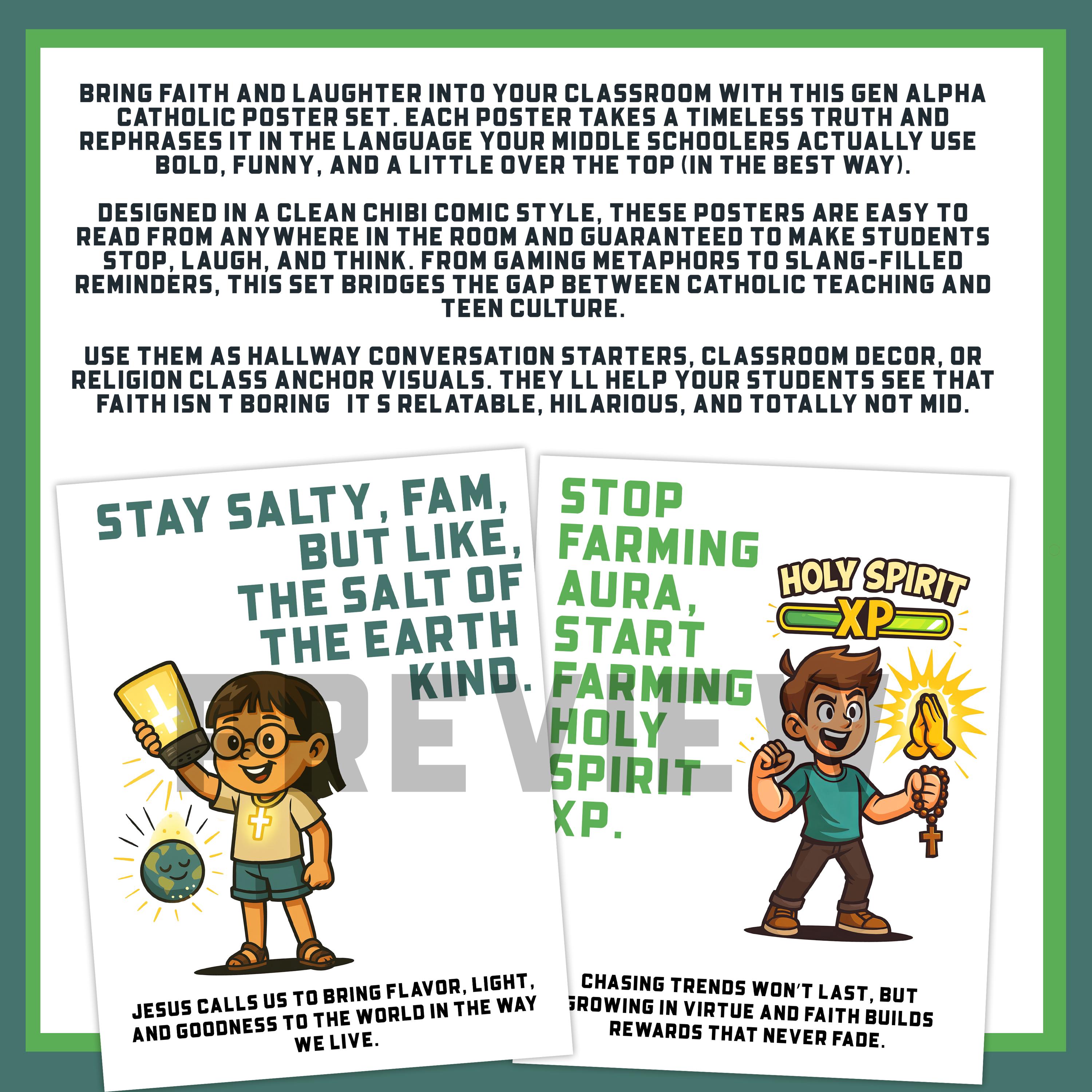 Gen Alpha Teen Faith Posters | Funny Catholic Middle School Religion ...