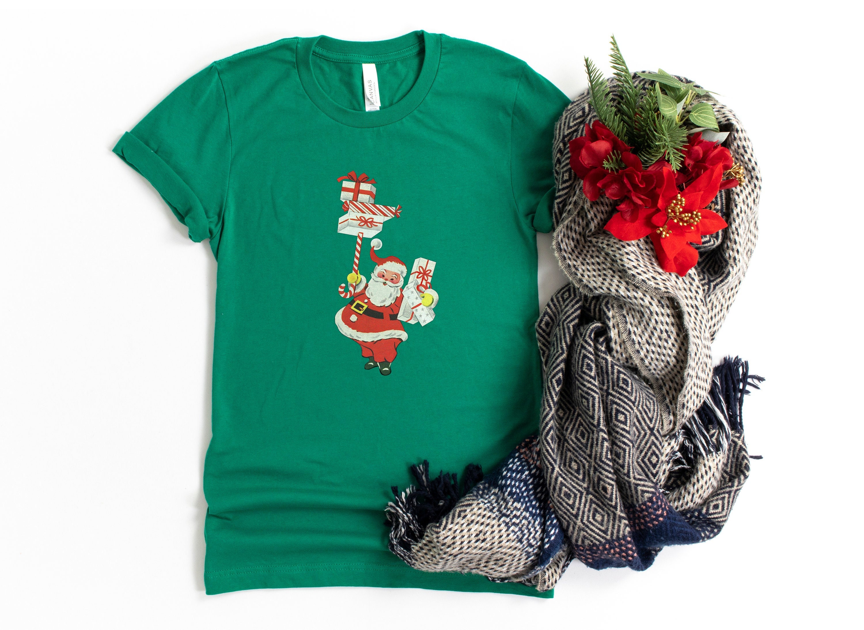 Vintage Santa Shirt Retro Holiday Santa 