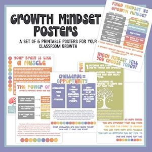 Motiverende SEL-posters voor een groeimindset | Leraren en begeleiders Power of Yet-prikbord | Posterset met affirmaties voor geestelijke gezondheid