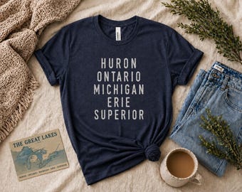 Great Lakes Shirt | Lake Tshirt | Erie Michigan Superior Ontario Huron | Big Water Boat Camping Adventure Hiking Boating Sailing Cottage