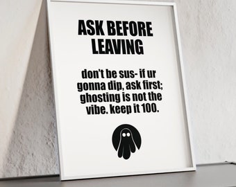 Funny Classroom Poster | High School Middle School Teacher Ask before Leaving Slang Bulletin Board Poster, ELA  Lit English, Back to School