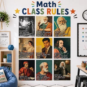 Lustige Poster mit Mathe-Unterrichtsregeln | Poster mit Lehrerjargon für Ober- und Mittelschule | Mathematik, Algebra, Geometrie, Analysis, Trigonometrie
