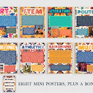 Hispanic American Heritage Month Bulletin Board | Hispanic Americans Geschichtsmonat Poster Set | Französische Vintage Poster für August 2019