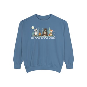 Comfort Colors® Wildlife Sweatshirt | Respect Local Wildlife Crewneck | Be Kind National Parks Gift | Camping Outdoors Environmental Gifts Blue Jean