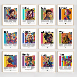 Bacheca del mese di sensibilizzazione sulla neurodiversità / Celebra i poster sulla neurodiversità / Set di poster di personaggi famosi su autismo, ADHD, sindrome di Tourette, dislessia