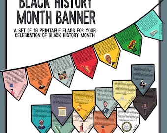 Klaslokaaldecoraties Black History Month | Afdrukbare banner burgerrechten met historische feiten | Educatieve wimpel voor leraren voor scholen