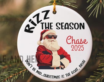 Teen Boy Christmas Ornament 2025 | Personalized Rizz Gift | Rizzmas Tween Boy Funny Gift | Bruh Gen Z  Alpha Ornament | Son Brother Nephew