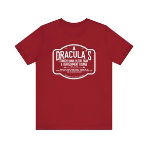 Dracula Shirt | Transylvania Blood Bank Tee | Classic Horror Literary TShirt | Vampire Humor Gift, Gothic Book Lover Dark Academia Aesthetic Canvas Red