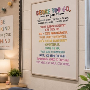 Gen Alpha Affirmations Poster | Funny Positive Hallway Decor | Tween Slang Classroom Exit Sign | Classroom Student Affirmation Hall Poster