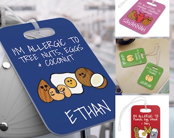 Food Allergy Alert Tag | Kids Allergies Custom Backpack Tags | Bag Tag for Kid Allergy | Daycare, School Safety Children's Allergy Alert