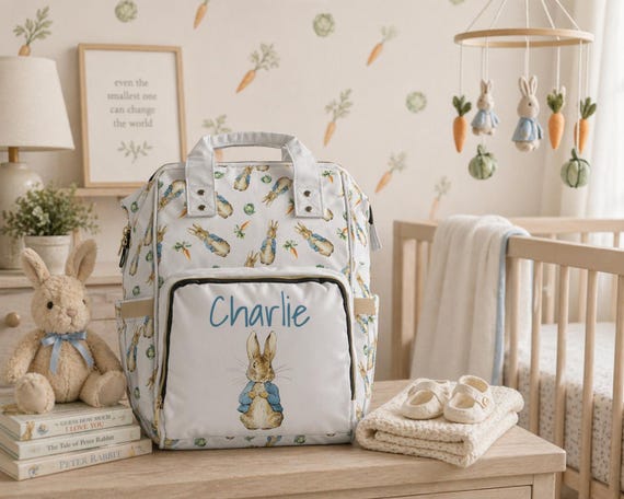Peter Rabbit Diaper Bag | Personalized Classic Beatrix Potter Multifunctional | Baby Shower Gift | Baby Backpack Diaper Bag | Baby Bags