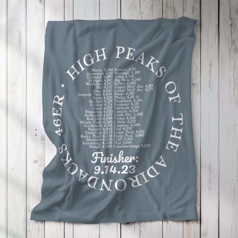 Custom Adirondacks 46er Gift Blanket Personalized ADK 46ers High Peaks