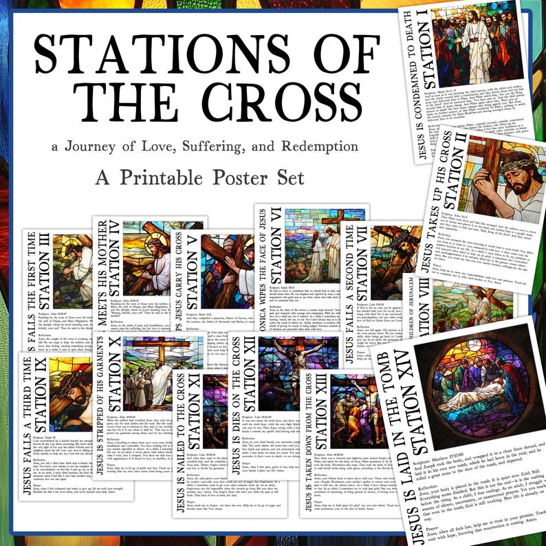 Stations of the Cross Poster Set | 14 Printable Posters for Lent and ...