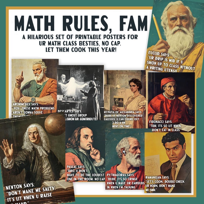 Funny Math Class Rules Posters | High School Middle School Teacher ...