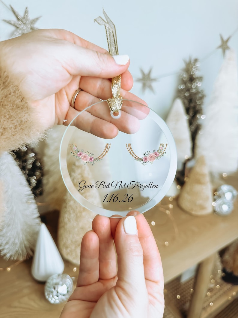 Mastectomy Gift | Mastectomy Glass Ornament | Custom Breast Cancer Survivor Christmas | Flat Closure Double Masectomy | Care Package Gifts Glass- Custom Date