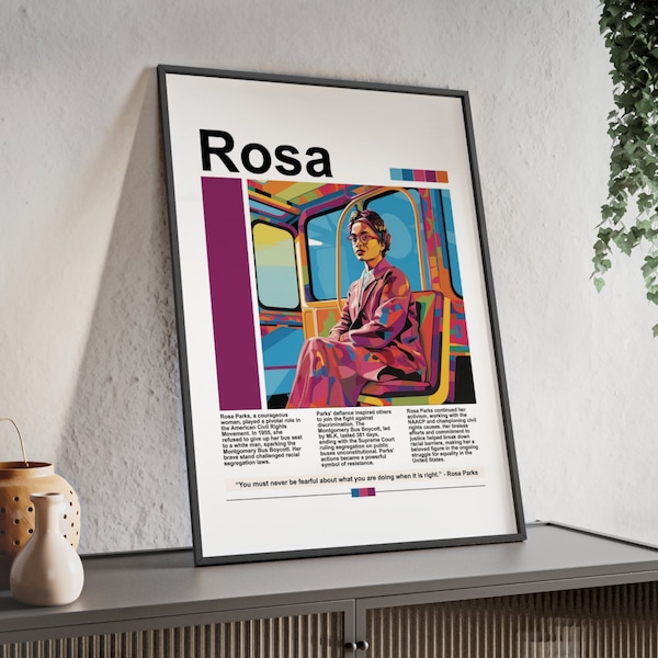 Rosa Parks Digital Art Print | Black History Month Printable | Civil Rights Poster | Black History Bulletin Board Kit | Womens History Month