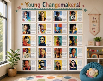 Young Changemakers Bulletin Board | 20 Kids Who Changed the World Poster Set | SEL Kid Leaders  Class Decor Posters, Inspirational Classroom