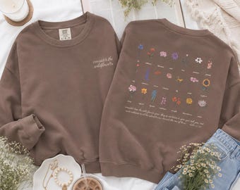 Consider the Wildflowers Comfort Colors® Sweatshirt | Luke 12:27 Christian Crewneck | Botanical Bible Verse Sweatshirt, Faith Gift for Women