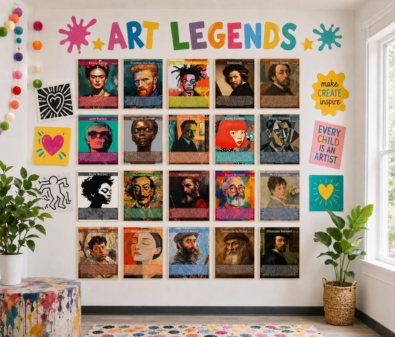 Artist Bulletin Board Poster Set | Famous Artists Posters | Art