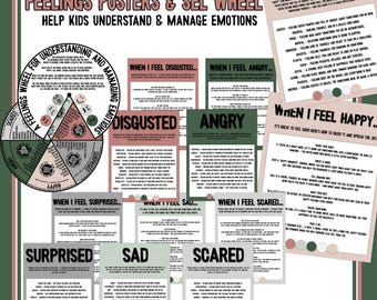 Feelings Posters & SEL Emotion Wheel | Coping Strategies Bulletin Board, Mental Health Emotional Regulation Tools, Emotions Calm Down Corner