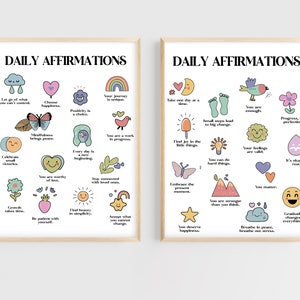 Posters geestelijke gezondheid | Dingen om te onthouden dagelijkse affirmaties afdrukbare kunst | Therapiekantoordecoratie | Psycholoog, counselor, maatschappelijk werker