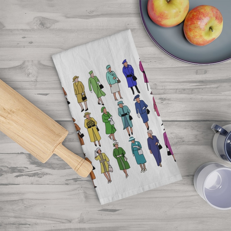 Rainbow Queen Tea Towel Queen Elizabeth II Outfit Rainbows Etsy