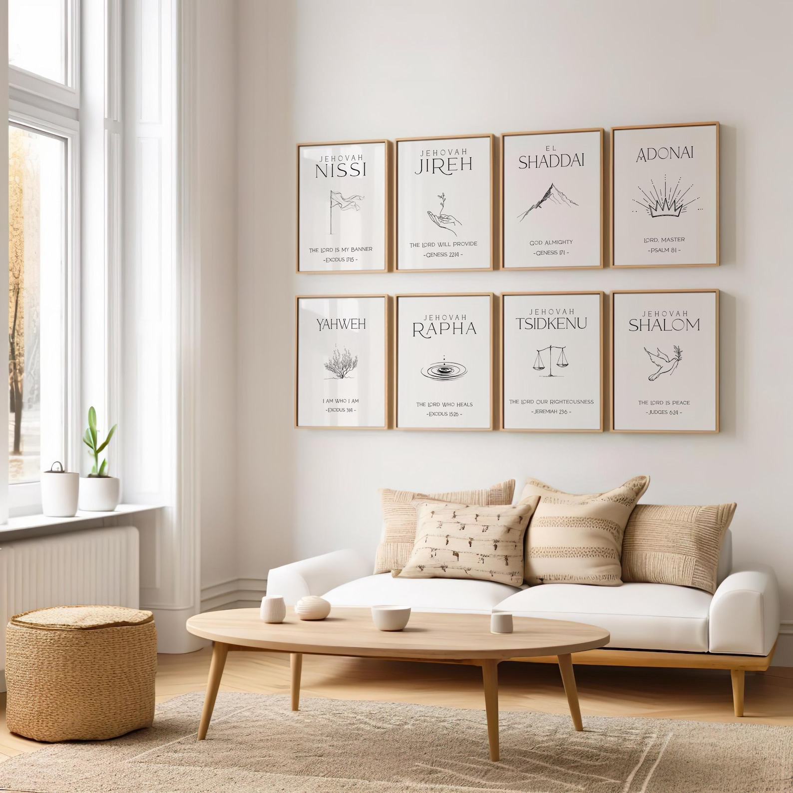 14 Names of God Poster Set | Minimalist Christian Wall Art | Old ...