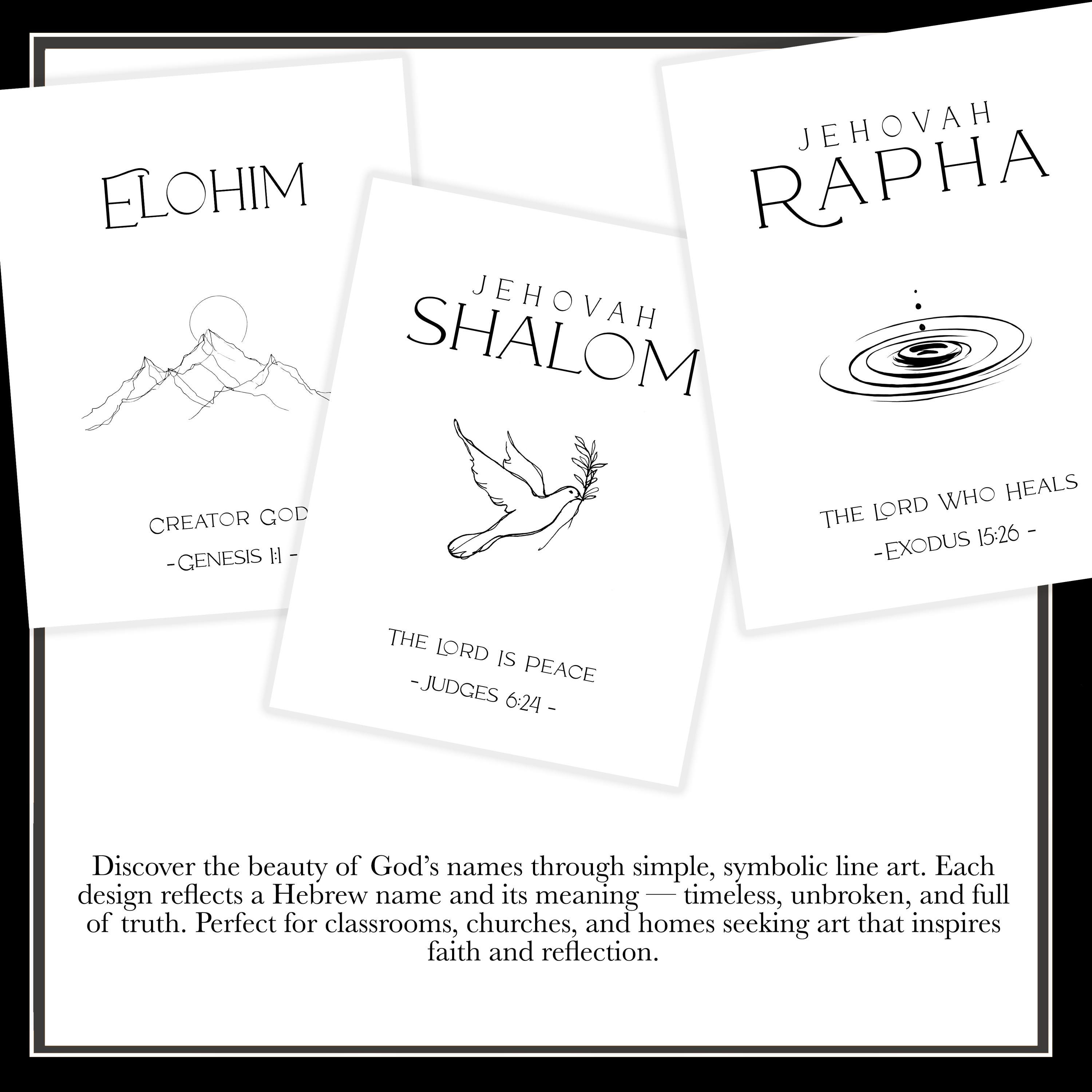 14 Names of God Poster Set | Minimalist Christian Wall Art | Old ...