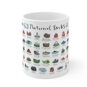 63 US National Parks 15 oz 11 oz Mug NP Park Coffee Gift Camping, Hiking, Road Trip Christmas Gifts Yellowstone, Yosemite, Zion, Smokies image 5