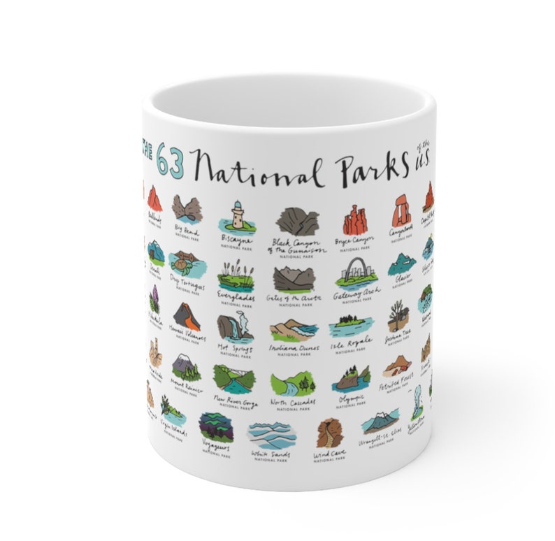 63 US National Parks 15 oz 11 oz Mug NP Park Coffee Gift Camping, Hiking, Road Trip Christmas Gifts Yellowstone, Yosemite, Zion, Smokies image 5