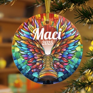 Custom Track Glass Ornament | Personalized Track & Field Runner Christmas Tree Gift | Cute Track Team Running | Flying Shoe Secret Santa