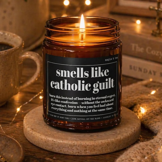 Funny Catholic Guilt Candle | Religious Humor Soy Candle Gift | Catholic Gift for Her or Him | Confession Joke Candle | Cute Catholic Gifts