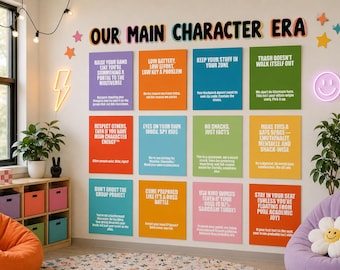 Funny Classroom Rules Posters | Gen Alpha Humor for Middle School | 12 Printable Class Decor Expectations Signs for Teachers, Back to School