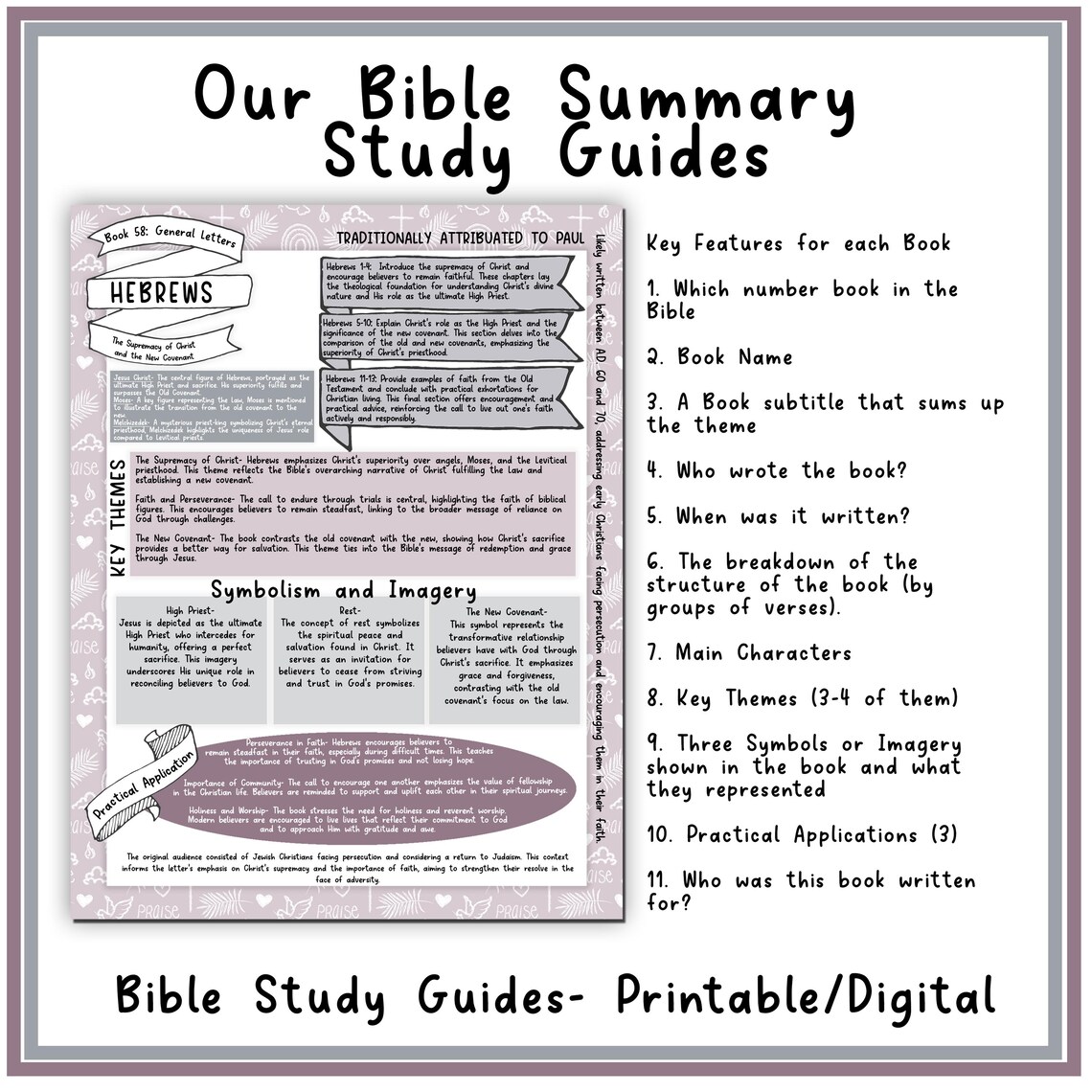 Bible Book Summary Guide | Printable Women's Bible Study Tool ...