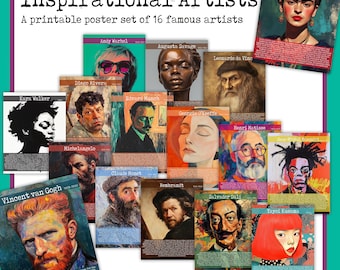 Artist Bulletin Board Poster Set | Famous Artists Posters | Art History Classroom Decor Bundle | Art Hallway Digital Printable Posters