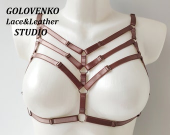 Chocolate Harness Bra, Color Elastic Open Bra, Black Crotchless Bra, Ouvert  Bra, Open Crotch Lingerie, Erotic Lingerie, Sexy Cage Lingerie -  Canada