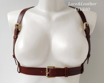 Melissa Tofton レザーハーネス 本革製チェストハーネス、女性用レザーボディハーネス、ユニセックス