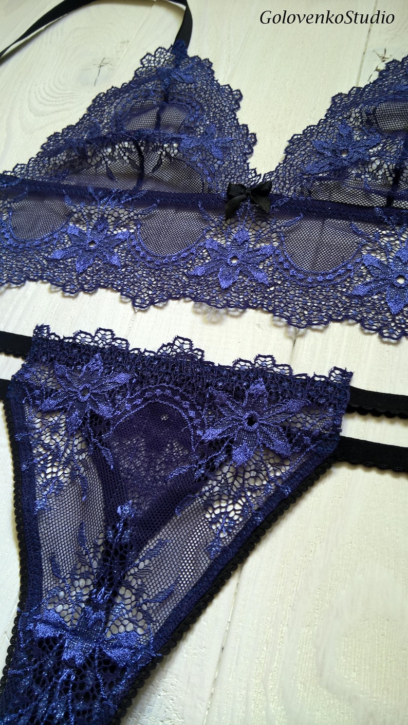 Blue Lingerie Set Blue Lace Lingerie Sexy Lingerie Erotic Etsy