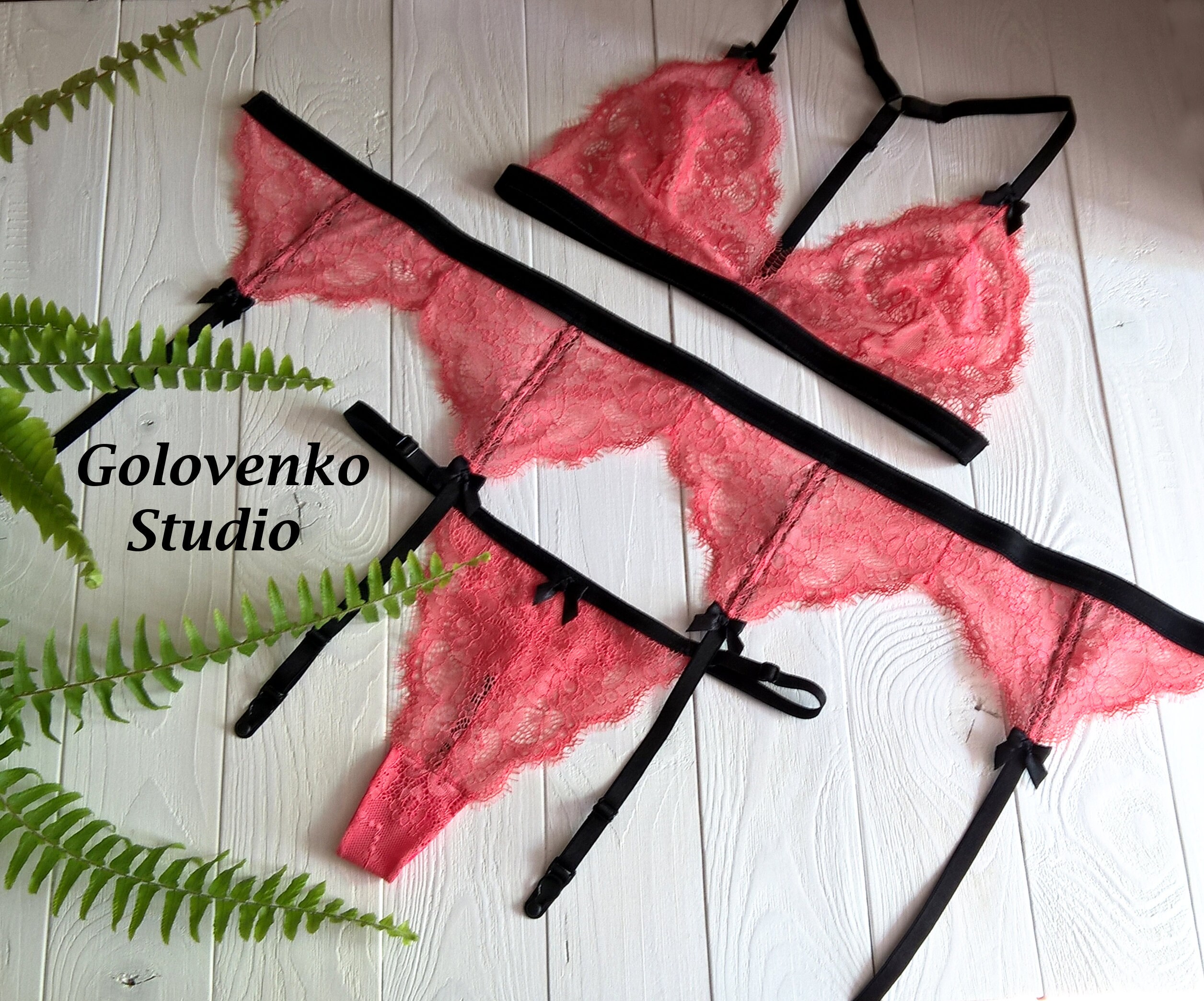 Coral Lace Lingerie Set, Lace Garter Belt, Intimate Sexy Lingerie, Erotic  Lingerie, Gift for Her, Lace Underwear, Valentine's Lingerie - Etsy