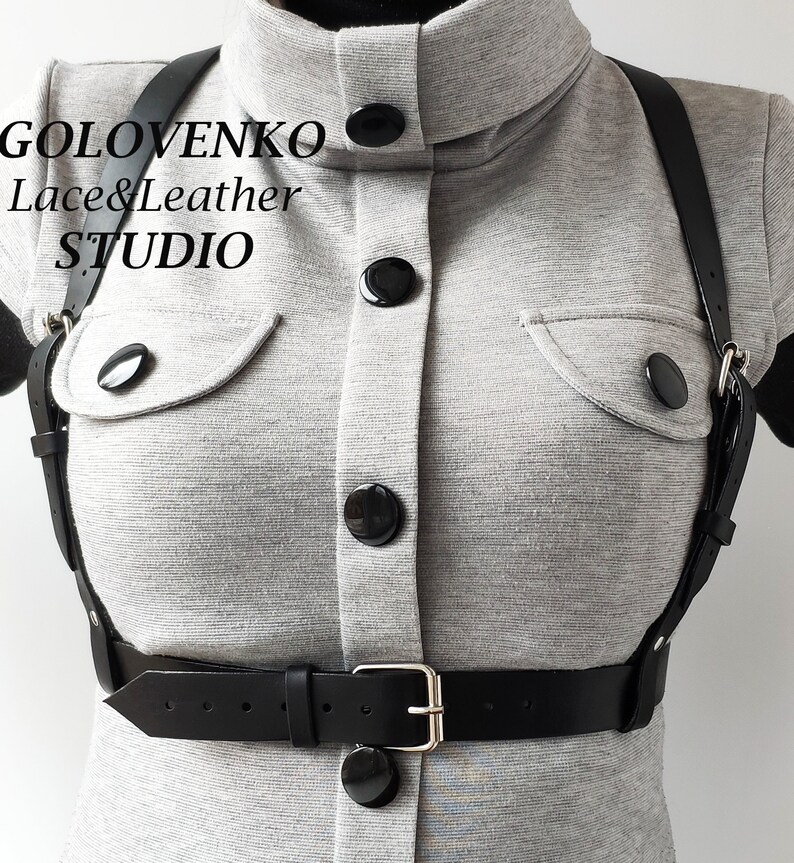 Genuine Leather Chest Harness Black Leather Body Harness Etsy