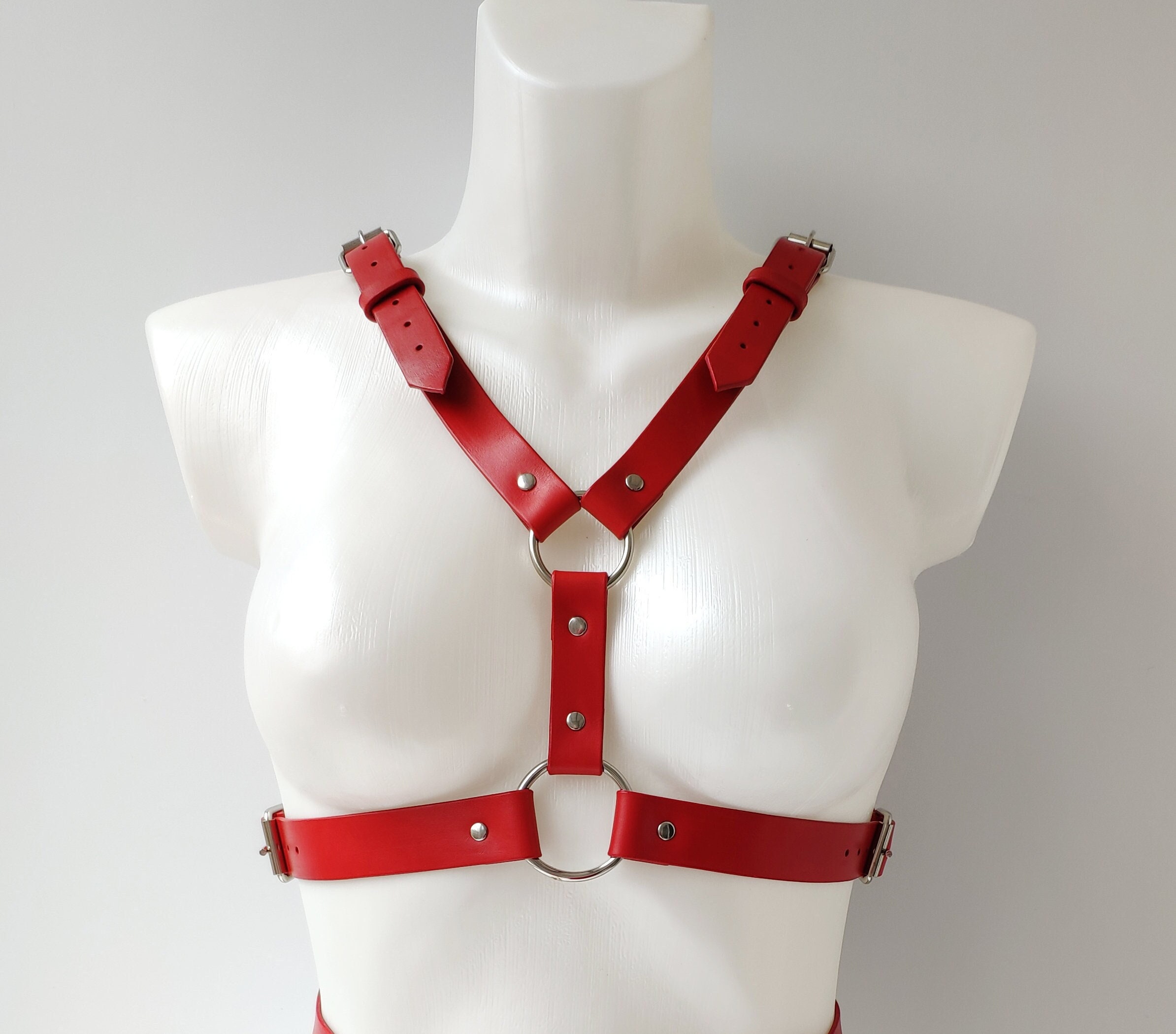Leather double strap thigh harness, genuine leather garter belt, unisex  bottom harness, leg bondage, waist belt, real leather body harness -   Portugal