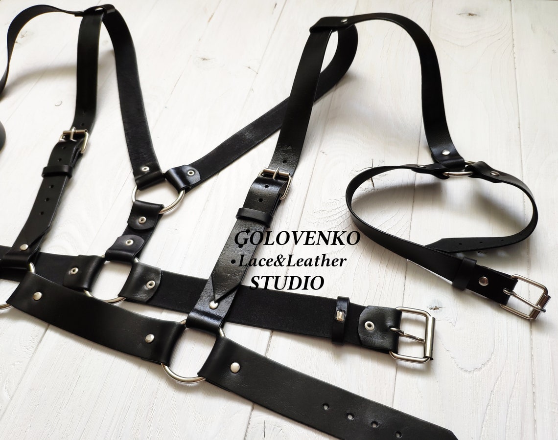 Men's Leather Harness Genuine Leather Chest Harness for Etsy