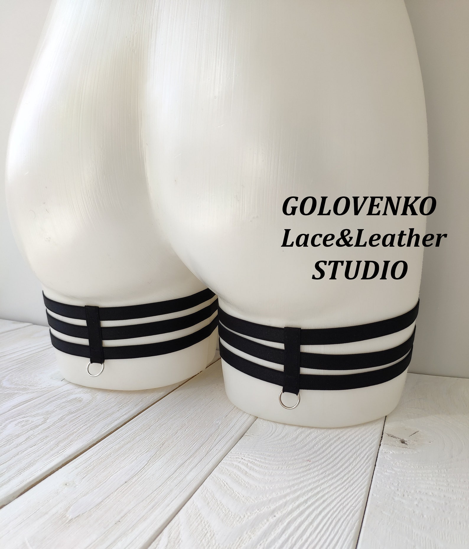 Elastic three straps thigh garters adjustable thigh garters Etsy