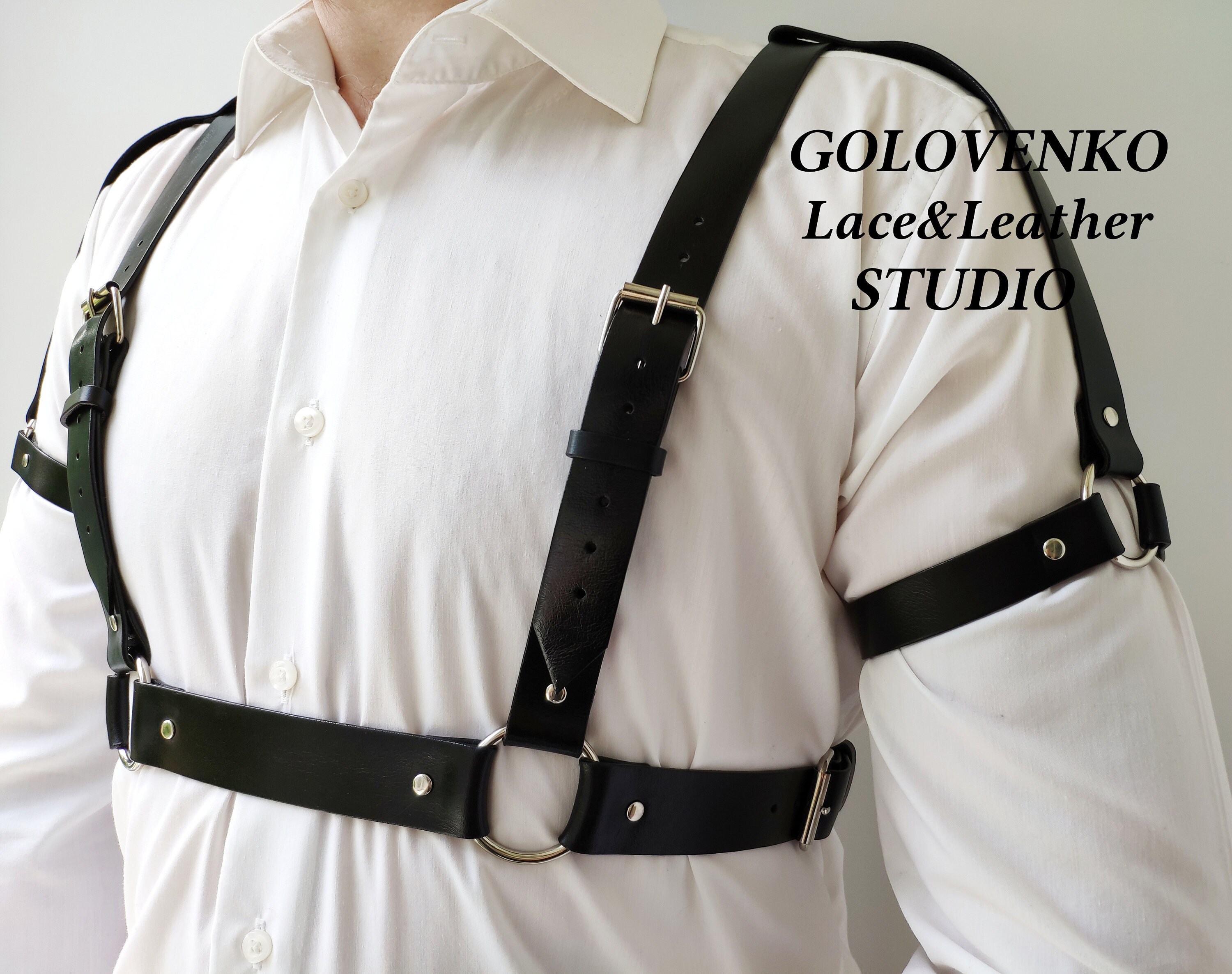 Men's Leather Harness Genuine Leather Chest Harness for Etsy