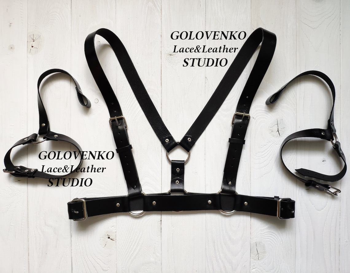 Men's Leather Harness Genuine Leather Chest Harness for Etsy