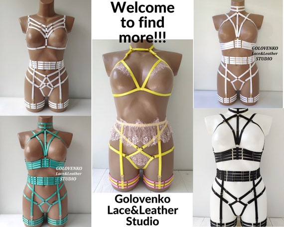 lingerie erotic sexy Black Strappy Lingerie, Sexy Plus Size Lingerie Set, Kinky Women Lingerie,  Lace Garter Belt, Sexy Black Underwear, Black Bralette, Panties
