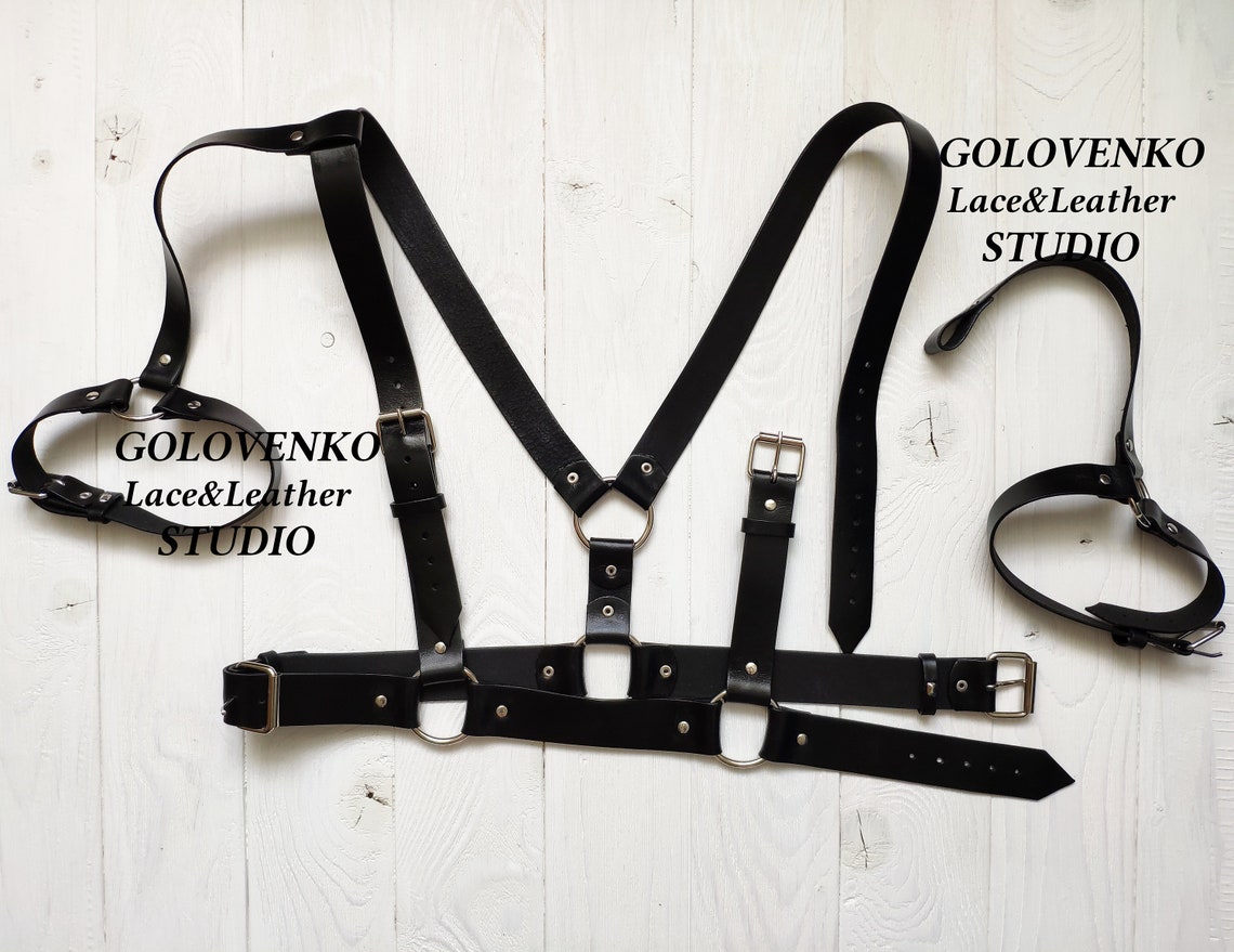 Men's Leather Harness Genuine Leather Chest Harness for Etsy