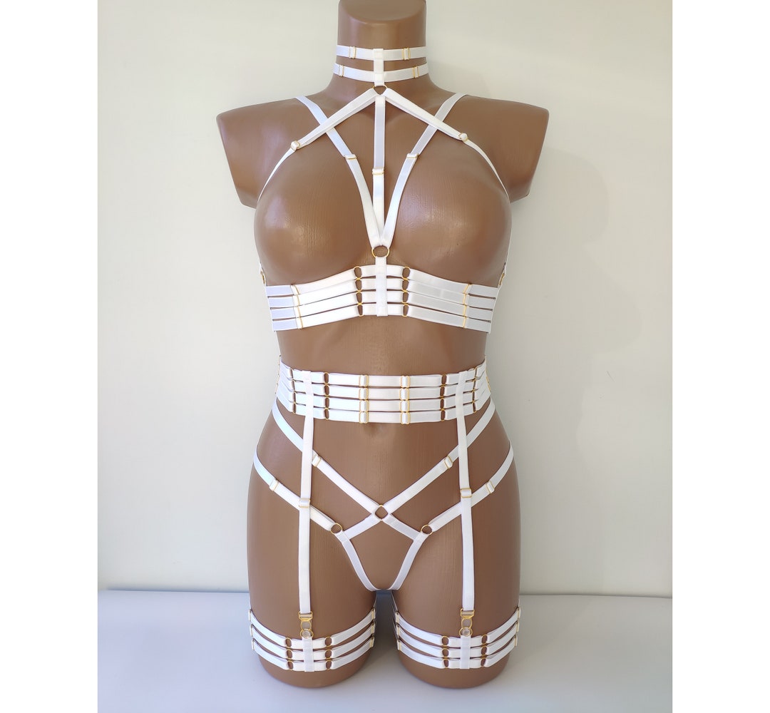 White Elastic Full Body Open Crotch Lingerie, White Lingerie Harness, Open Bridal Lingerie Set, Erotic Bondage Lingerie, Bridal Garter Belt - Etsy UK