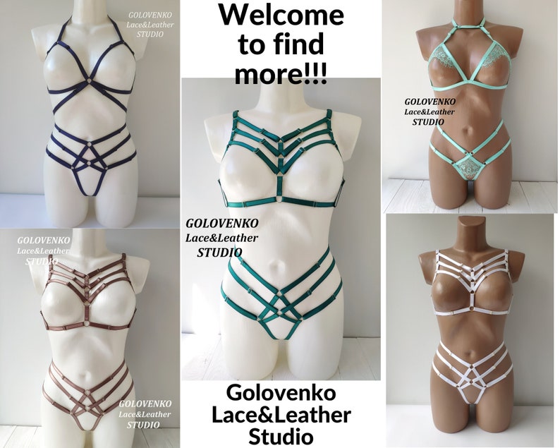 Black open cup bra, white open bra, emerald ouvert bra, strappy bralette, pink choker bra, erotic cupless lingerie, honeymoon sexy lingerie image 10