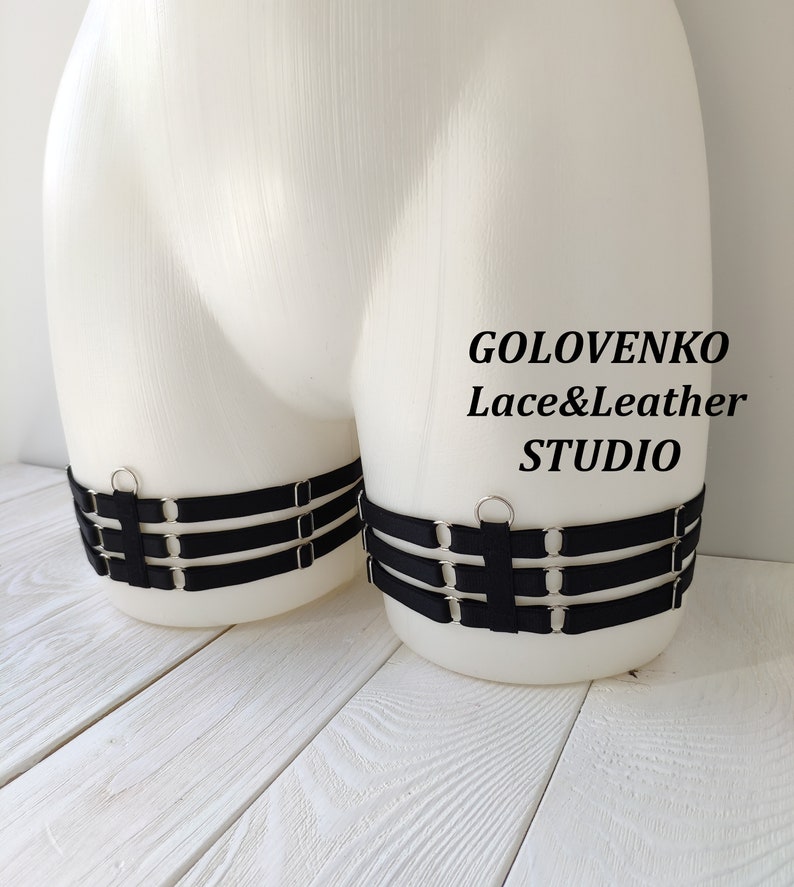 Elastic Three Straps Thigh Garters Adjustable Thigh Garters Etsy